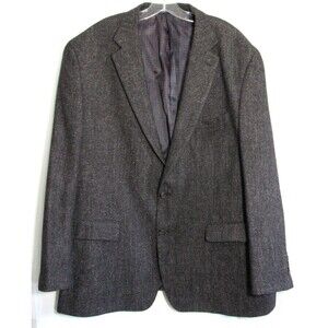 Ralph Lauren Blue Label Black Speckled Wool Silk 2 Button Blazer Jacket 48R EUC